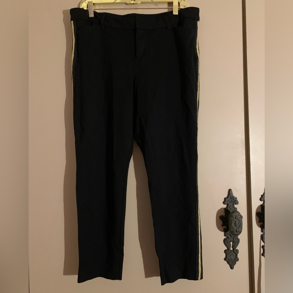 Old Navy Black Straight Pants with Gold Stripe